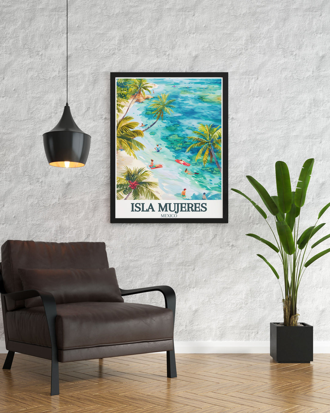 Isla Mujeres poster in black and white capturing the intricate details of Isla Mujeres beach Caribbean sea modern and elegant artwork suitable for any room in your home.