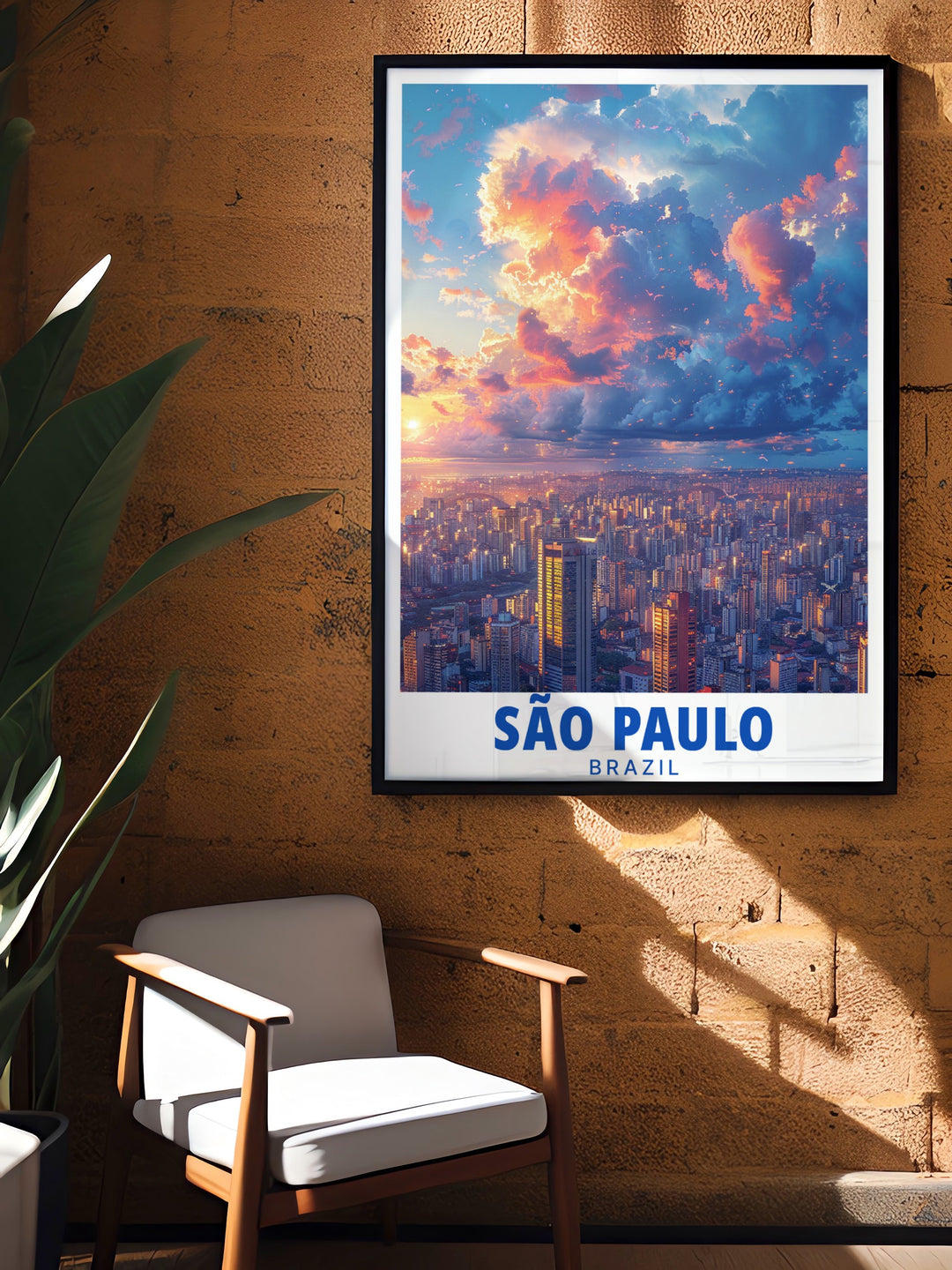 Elegant skyline artwork featuring Sao Paulo and its architectural beauty. This Brazil print is ideal for cityscape lovers and makes a perfect gift for those who appreciate urban landscapes and modern prints for home or office decor.