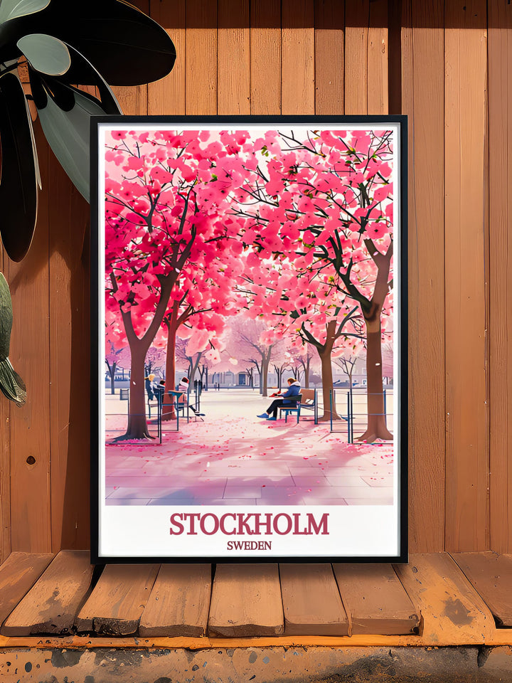 Our Stockholm Poster showcases the tranquil beauty of Kungstradgarden blending nature and urban life in a fine line print that is perfect for modern home decor and as a versatile gift for birthdays anniversaries and holidays