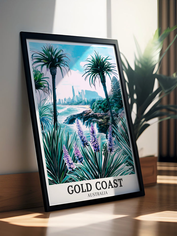 This Tallebudgera Creek travel print captures the tranquil beauty of one of Queenslands hidden gems. Known for its clear waters and surrounding greenery, Tallebudgera Creek is a must see for nature lovers. This artwork brings its peaceful essence into your living space, ideal for adding a touch of calm.