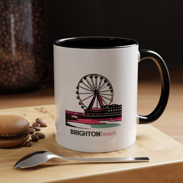 Brighton Beach’s iconic charm is captured in this elegant mug. Perfect for coffee or tea, it features vibrant designs and a durable ceramic construction that is dishwasher-safe. A wonderful gift or keepsake.