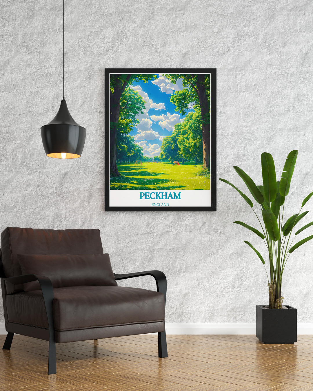 Peckham Rye Park modern art piece reflecting the peaceful ambiance of the park ideal for elegant home decor and making a striking focal point in any room.