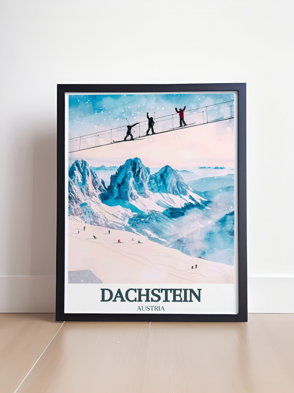 Vivid Dachstein Glacier, Skywalk artwork capturing the stunning icy expanse and towering peaks of Dachstein Mountain making it a captivating Austria travel print for any art lovers collection.