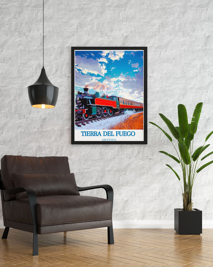 Highlight the majestic Andes mountains within Tierra del Fuego with this captivating art print, perfect for adding a touch of adventure to your decor.
