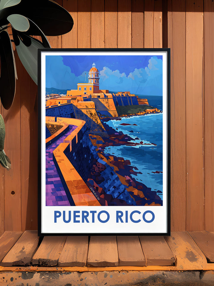 Unique Arecibo artwork and El Morro prints for home decor. This travel poster captures the essence of Puerto Ricos landscapes and historic sites, making it a must have for art lovers. Perfect for adding a touch of elegance to any room.