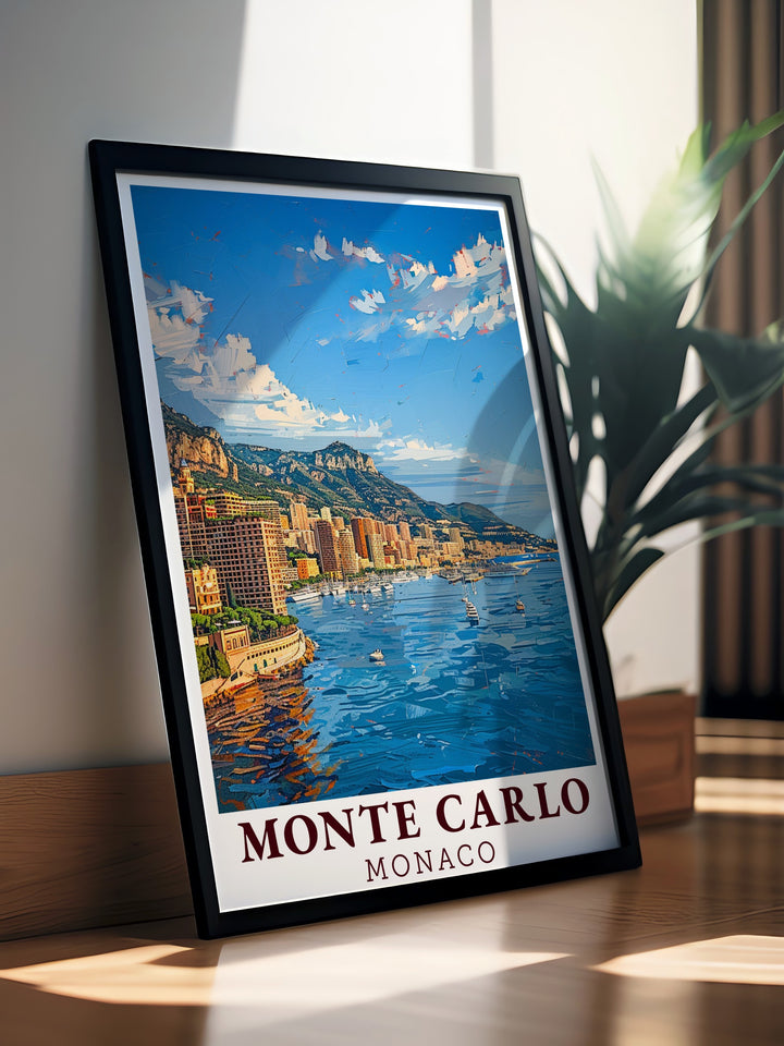 Monte Carlo Print offers a picturesque view of the cityscape in Monaco, blending luxury with coastal charm. This wall art is perfect for those who want to bring the beauty of Monaco into their decor, making any space feel sophisticated.