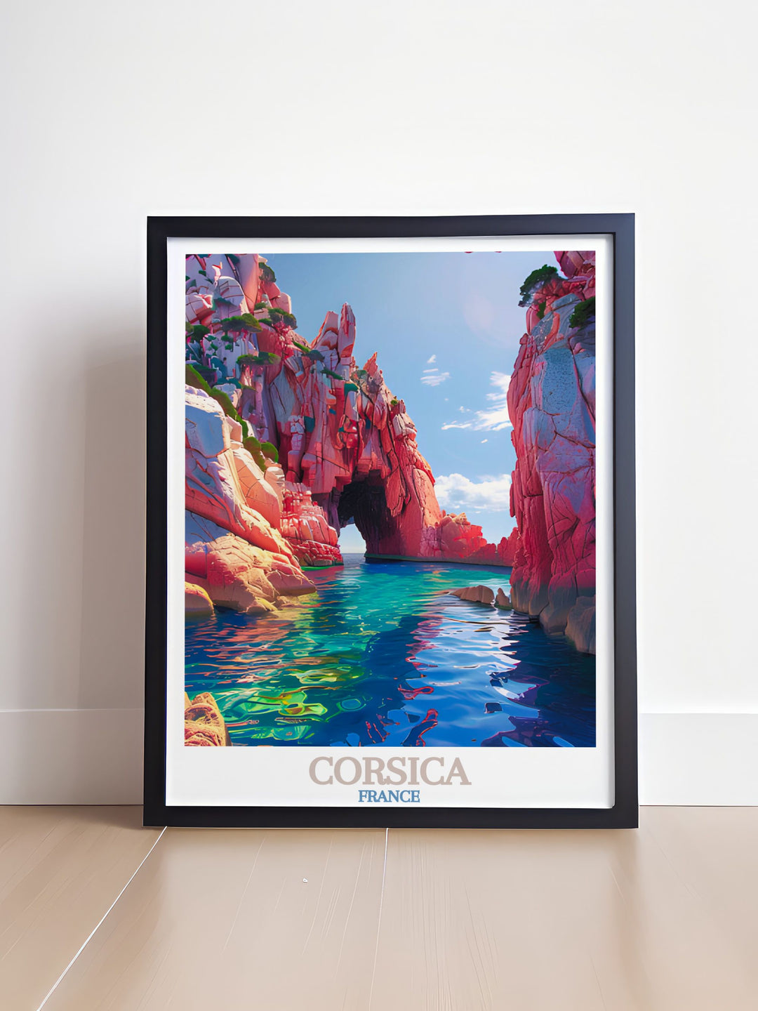 High quality Calanques de Piana modern art print featuring contemporary designs of Corsica France ideal for those looking to elevate their living decor with a touch of sophistication and elegance