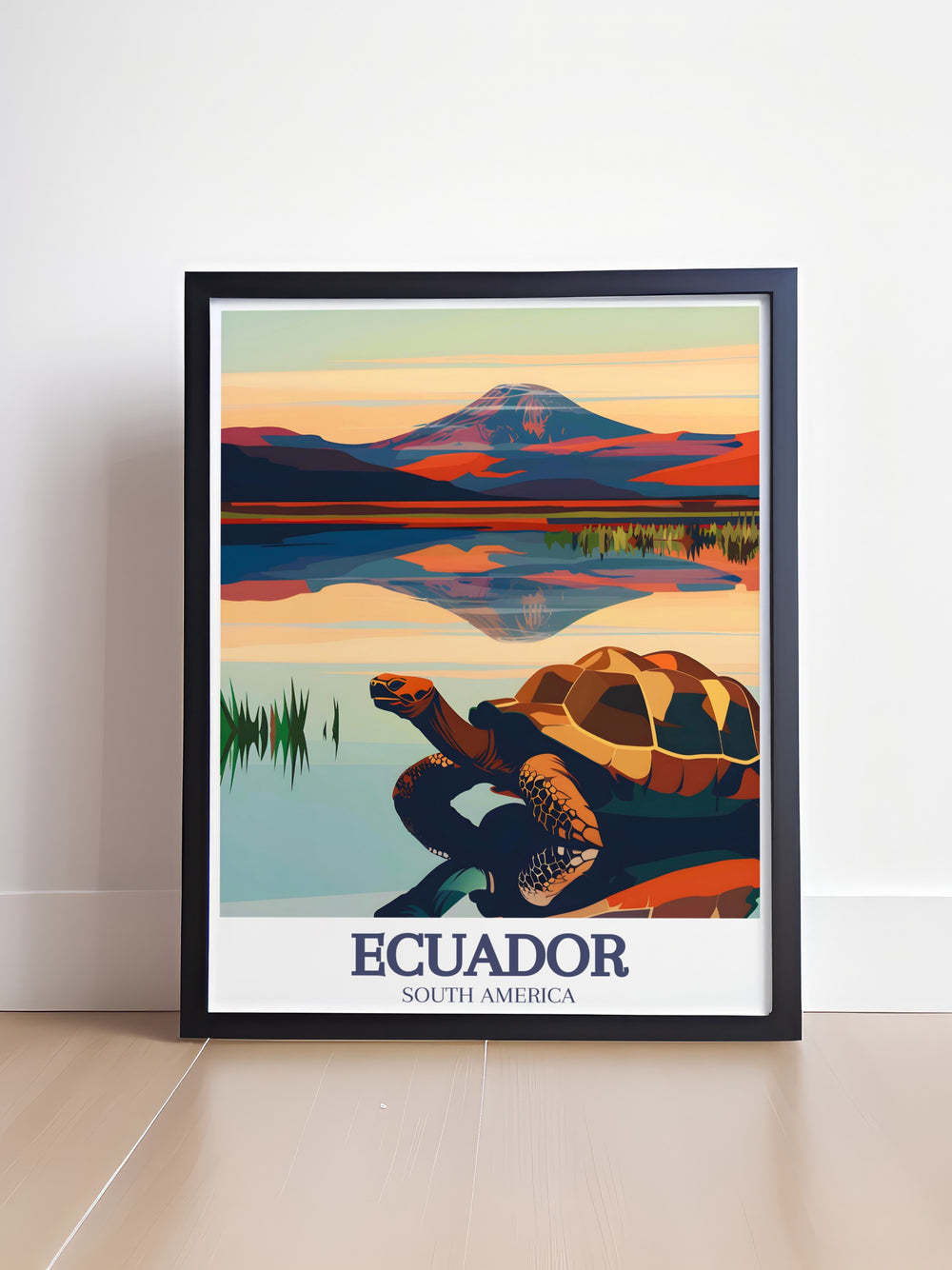 Celebrate the natural beauty of Ecuador with this Framed Art, featuring the famous Cotopaxi Volcano and the Galapagos Islands. The detailed design and bright colors will add a touch of adventure to your home, making it an excellent gift for travelers and nature lovers.