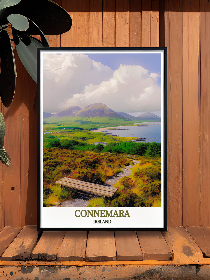 Capture the essence of Connemara National Park with our detailed art prints, showcasing the parks unique landscapes, from its majestic mountains to its serene lakes, bringing a piece of Irelands wild beauty into your home decor.