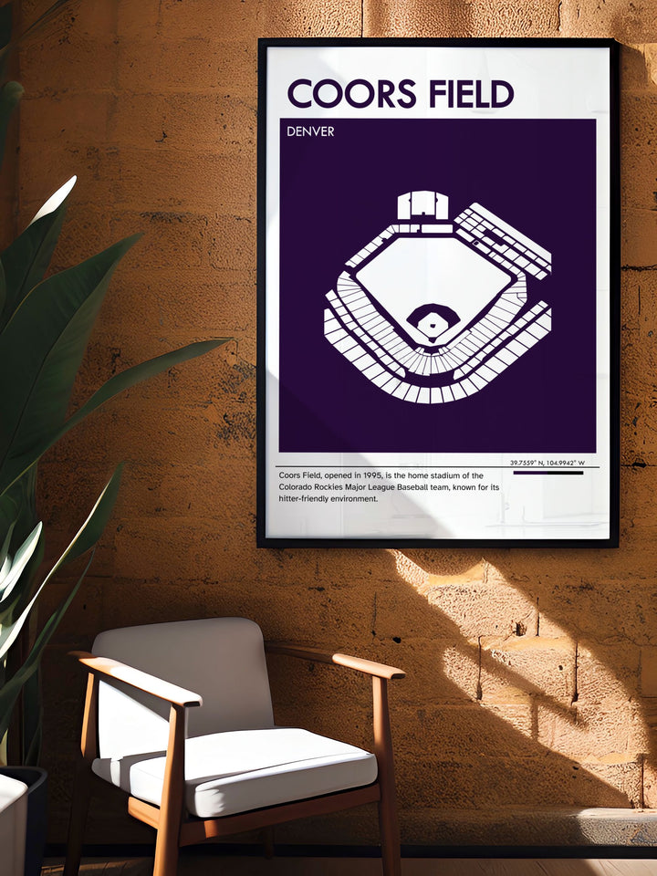 COORS FIELD wall art featuring a panoramic view of the Colorado Rockies stadium capturing the excitement and energy of game day ideal for Rockies fans and collectors of MLB stadium posters
