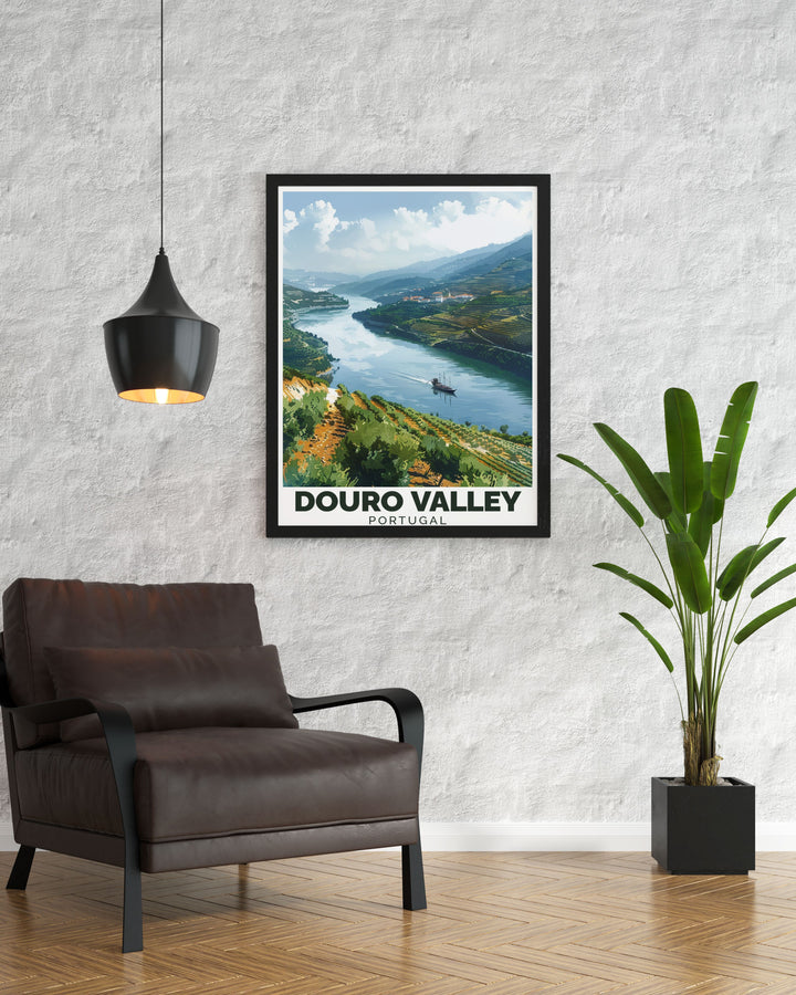 Modern wall decor showcasing the picturesque landscapes of the Douro Valley, perfect for bringing a sense of tranquility and nature into your home.