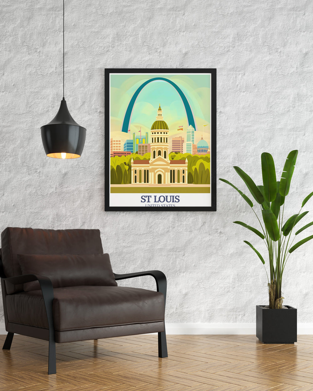 Elegant St Louis print showcasing Forest Park and Old Courthouse modern art piece ideal for city lovers and art enthusiasts perfect for adding a touch of sophistication and historical charm to your home or office wall decor vibrant city art print