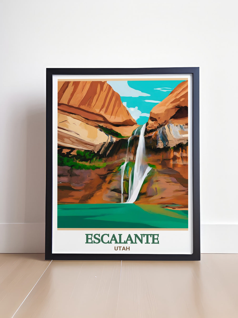 Calf Creek Falls modern prints capture the stunning beauty of Escalante Utah perfect for elevating your home decor with elegant artwork that showcases the serene landscapes of this majestic location