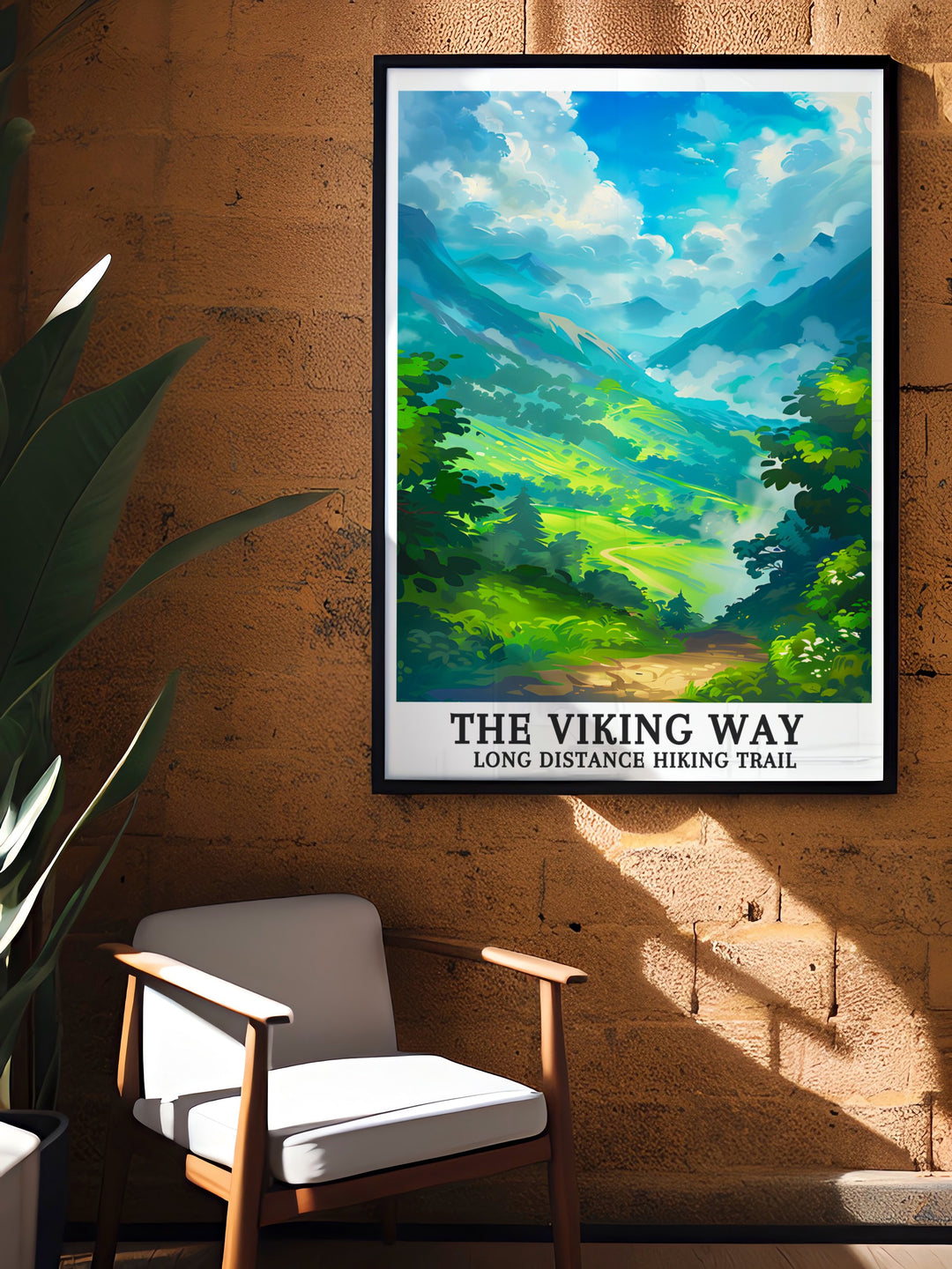 The Viking Way Long Distance Hiking Trail travel poster featuring the stunning Trolltinden mountain peaks in Lincolnshire. This vibrant print captures the essence of the trail, making it a perfect addition to any home decor. Ideal for hiking enthusiasts and nature lovers who appreciate detailed travel art.