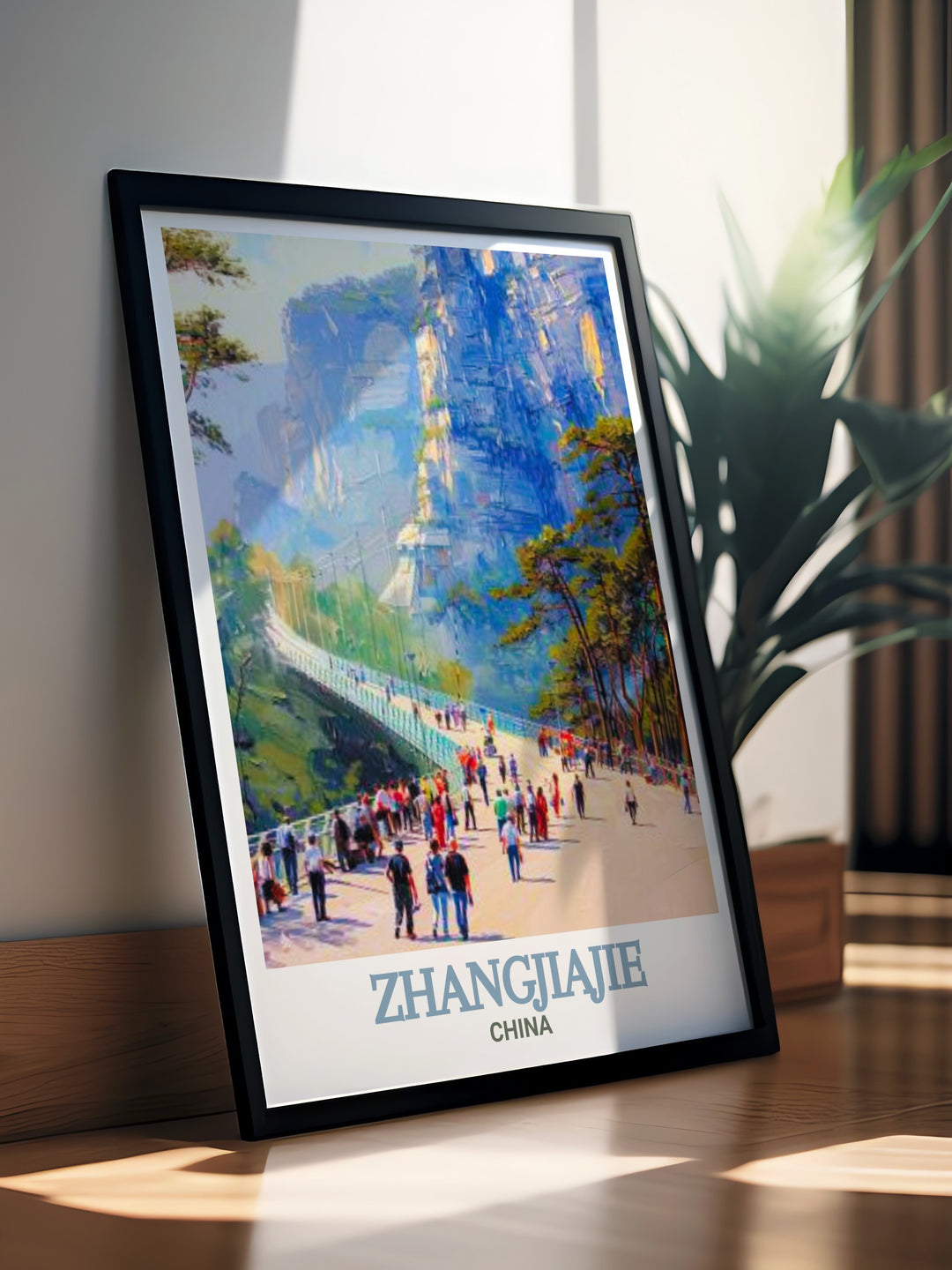 Modern decor print of the Glass Bridge of Zhangjiajie Grand Canyon a stunning representation of Zhangjiajie China perfect for enhancing your home or office interior