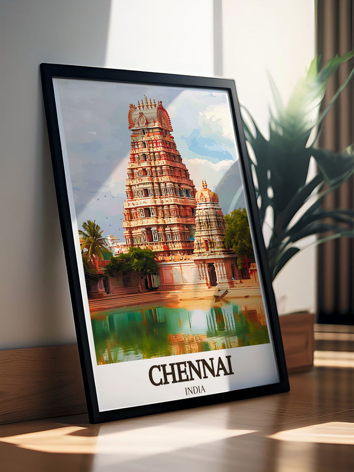 The Kapaleeshwarar Temple in Chennai, showcasing its intricate Dravidian architecture and vibrant carvings that highlight its rich cultural heritage.