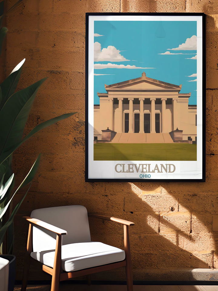 Cleveland Canvas Art presents the timeless beauty of the Cleveland Museum of Art alongside the vibrant layout of Clevelands streets. This artwork is perfect for adding a touch of sophistication and color to any living space.