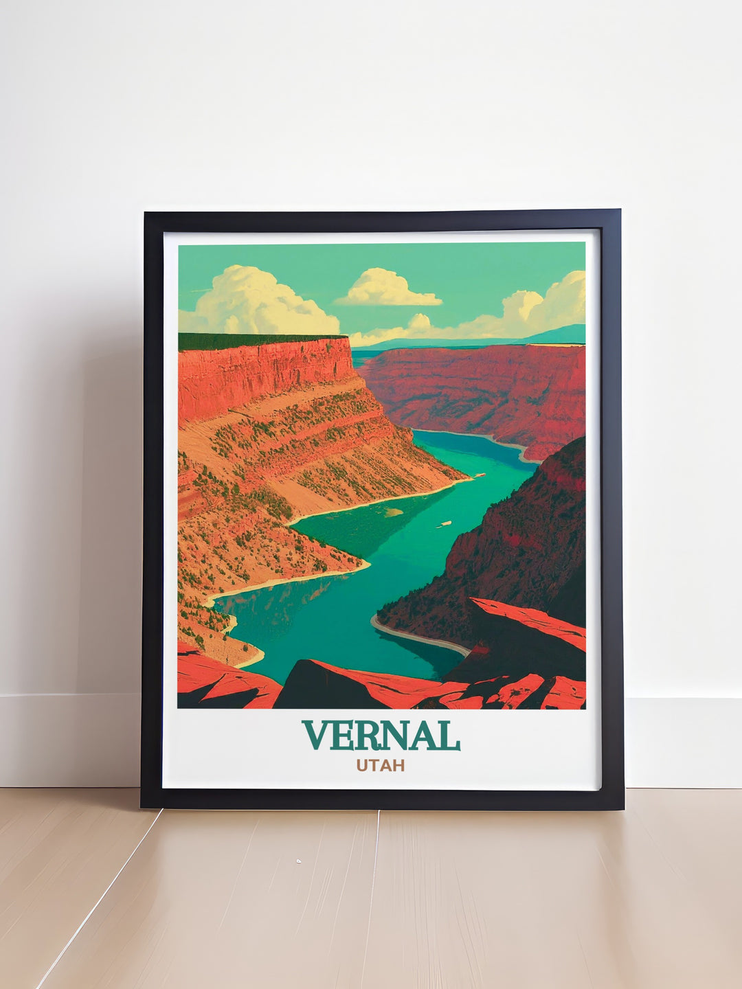 Flaming Gorge National Recreation Area depicted in a beautifully detailed print. This wall art showcases the deep canyons and sprawling waterways of Flaming Gorge, a must have for any nature enthusiast. The vibrant colors and fine details make this canvas art a standout piece in any room.