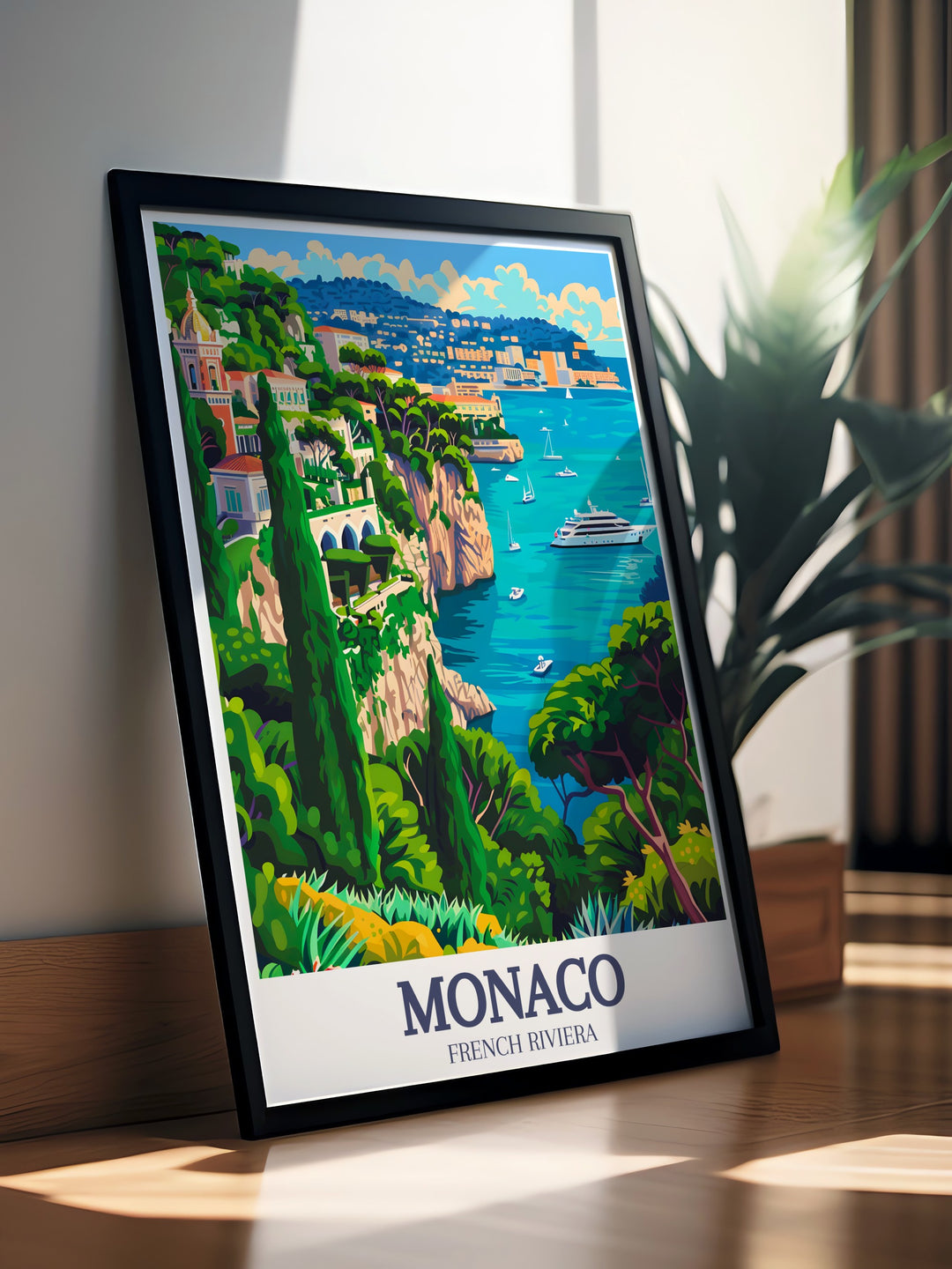 Featuring Le Rocher overlooking the Mediterranean Sea, this Monaco Travel Print is the perfect representation of Monacos luxurious and serene landscape. Ideal for art lovers and travelers, this print is a vibrant addition to any home decor.