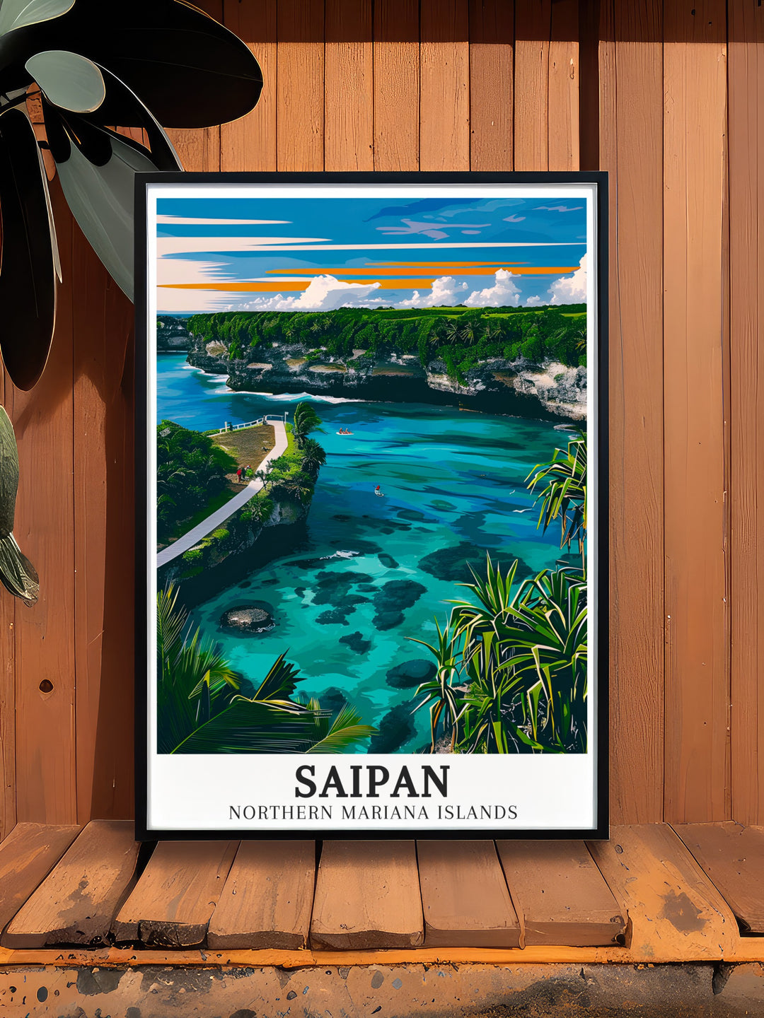 Pacific Ocean canvas wall art depicting the majestic views of Banzai Cliff in Saipan. These travel canvas prints are perfect for Pacific Ocean art enthusiasts who appreciate natural beauty. Enhance your living space with Saipan Wall Art that captures stunning views of the Pacific Ocean.