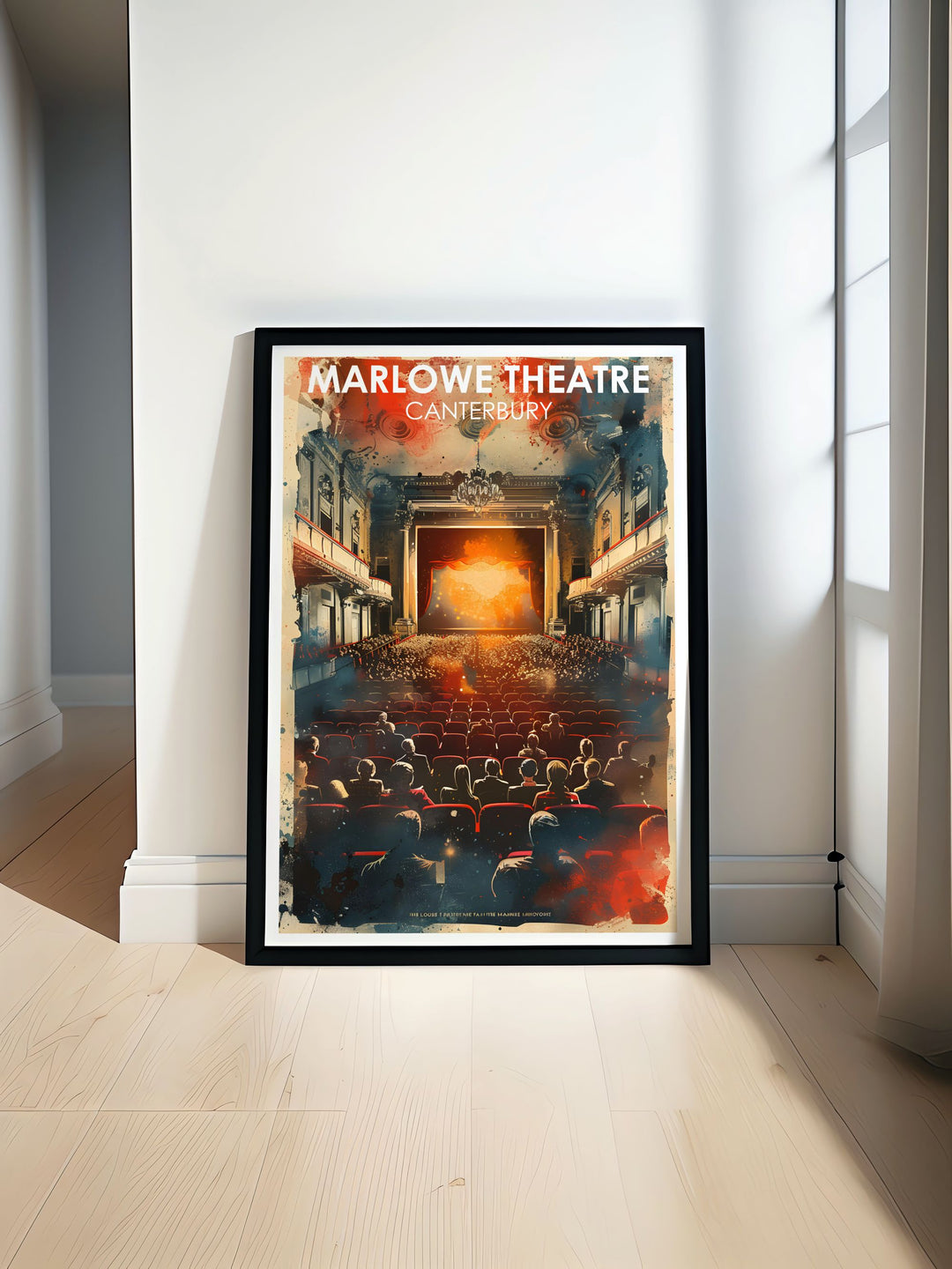 Showcasing both Canterbury and the Marlowe Theatre, this travel poster captures the unique blend of history and culture, perfect for enhancing your living space with elegant charm.
