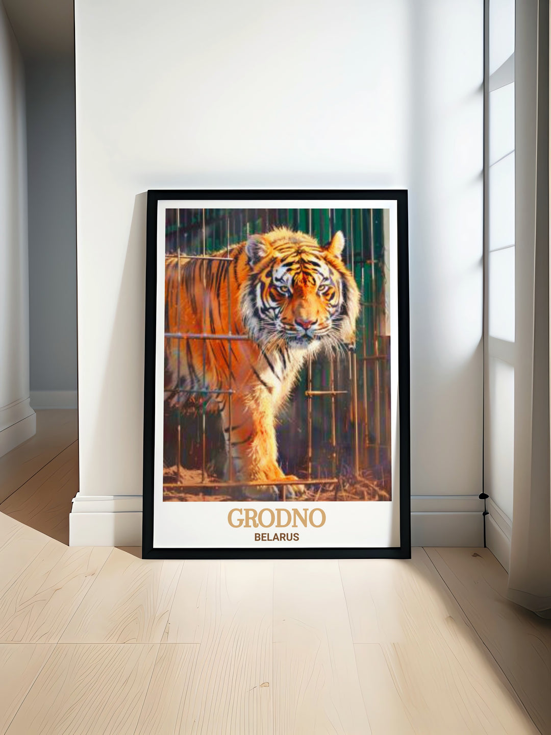 Zoo Grodno shines in this vibrant poster, showcasing the diverse wildlife and cultural heritage of Belarus. A perfect addition to your home or office decor, this travel print brings a piece of Grodnos nature and history into your living space.