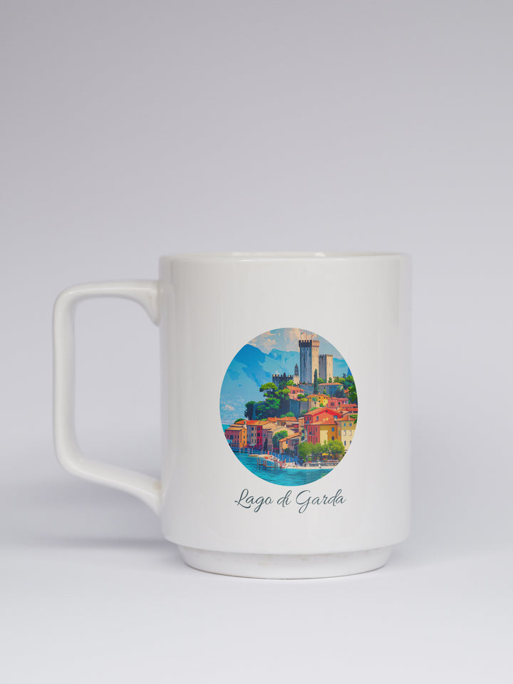 Add Lake Garda’s charm to your daily routine with this ceramic mug. Featuring vibrant designs inspired by the lake’s beauty, it is dishwasher-safe and perfect for coffee or tea lovers. A thoughtful keepsake for travelers and admirers of Italy.