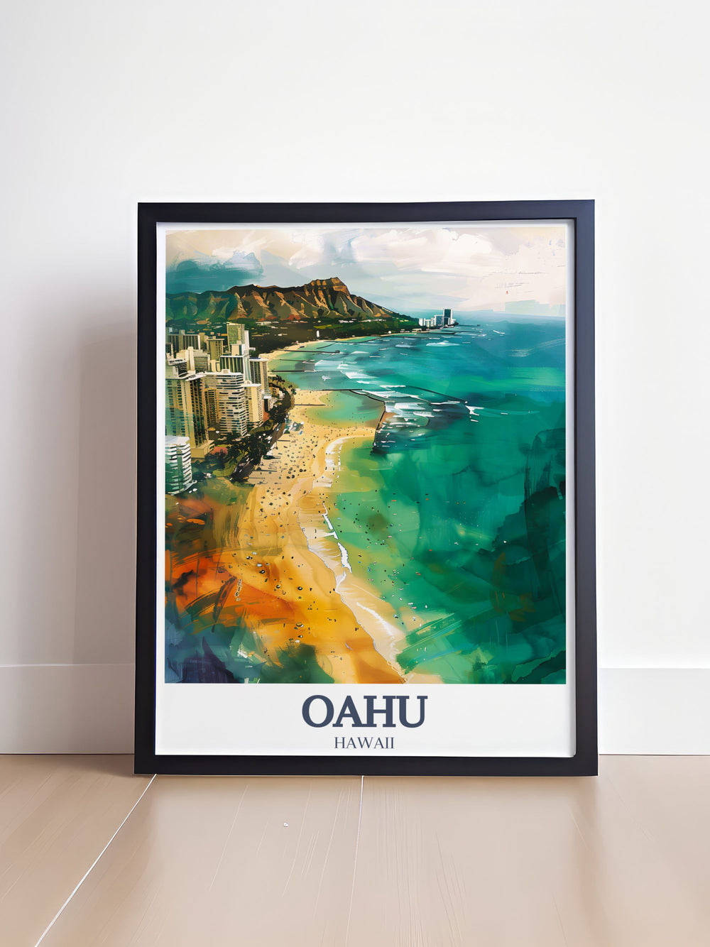 Brighten your living space with this Oahu poster featuring the famous Diamond Head and Waikiki Beach. Perfect for any room, this Hawaii art print brings a sense of adventure and relaxation. A thoughtful gift for anyone who loves the islands.