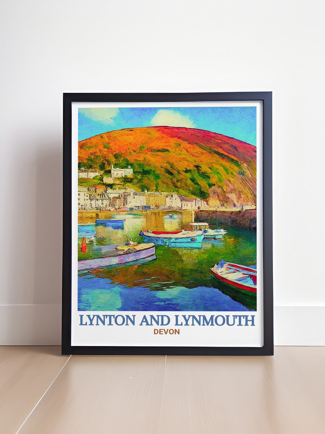 Fine art print of Lynmouth Harbour, highlighting the stunning coastal scenery and charming ambiance of Lynton And Lynmouth. This artwork brings the distinguished views of one of North Devons most remarkable locations into your home, adding a touch of artistic elegance.