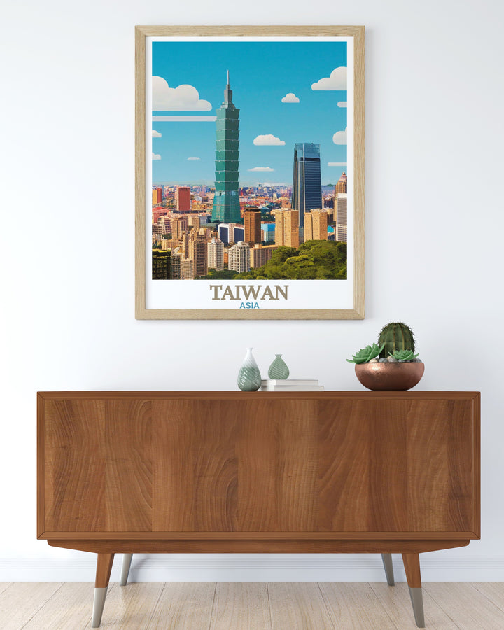 Stunning Taipei 101 framed prints highlighting the architectural marvel of one of the worlds tallest buildings ideal for modern living room decor and creating a captivating visual experience.