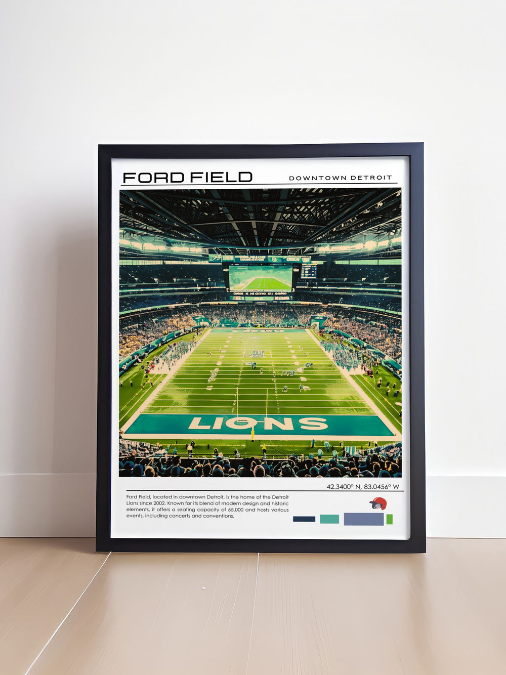 Captivating Ford Field poster that brings the excitement of the Lions football stadium into your space meticulously detailed and printed on high quality paper a great addition to any Lions fans collection