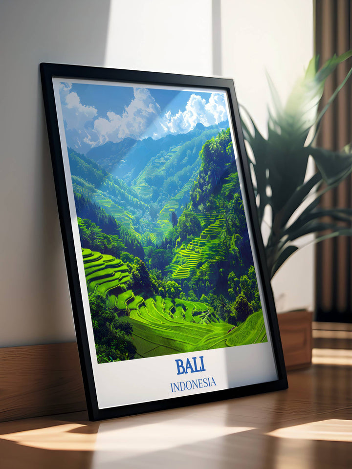 Tegalalang Rice Terraces wall art in high definition, showcasing the geometric beauty and lush greenery of Bali.