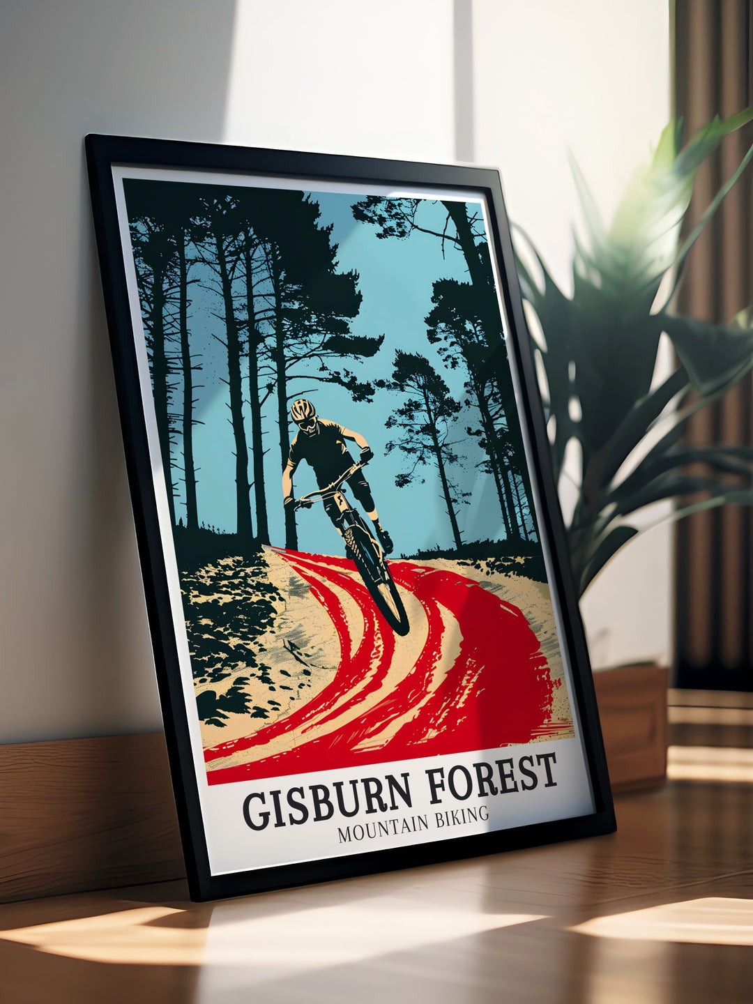 Add a touch of adventure to your home with this beautifully designed Gisburn Forest Hully Gully trail mountain biking print showcasing the beauty and excitement of MTB trails in vibrant detail