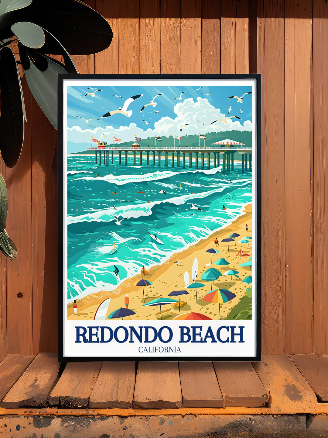 Redondo Beach Pier art print highlighting the dynamic energy and scenic beauty of this iconic California destination. This home print is perfect for bringing a piece of the beach into your living space, making it an ideal gift for ocean lovers and travelers.