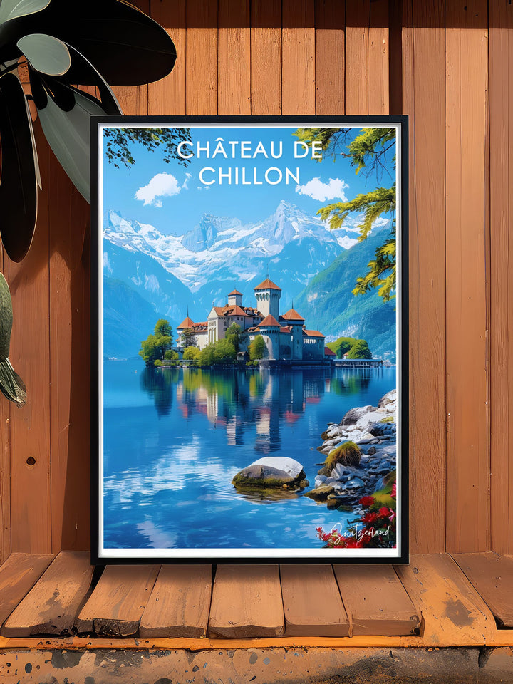 Framed Print of Grindelwald with the awe inspiring Eiger Mountain adding elegance to any space combined with Chateau de Chillon elegant home decor for a touch of Swiss heritage