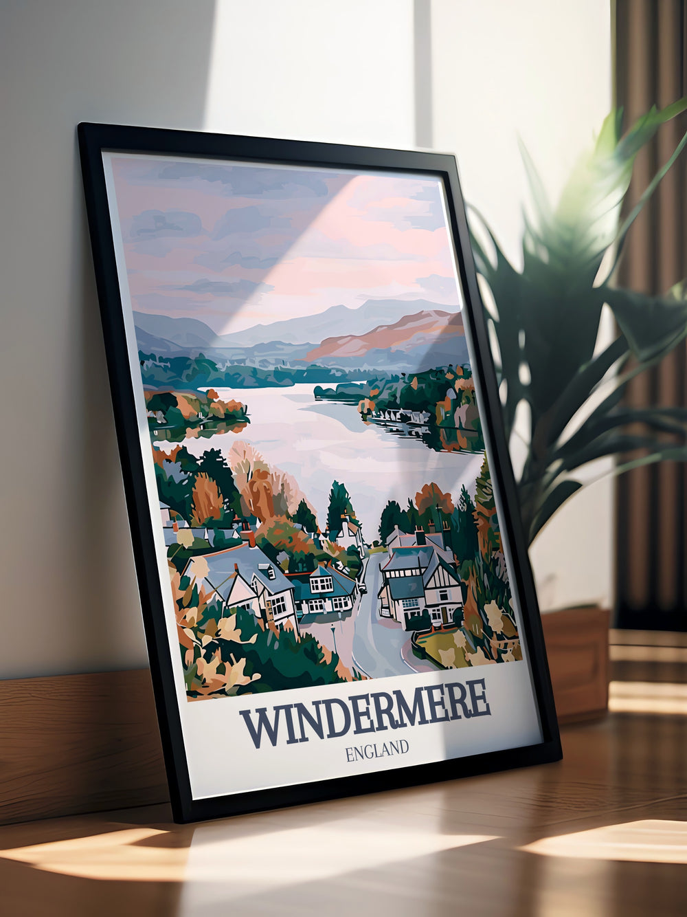 Stunning Bowness on Windermere Modern Print highlighting picturesque Lake Windermere views and Peak District beauty for stylish home decor