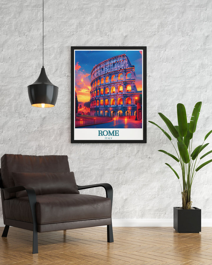 Exquisite Rome matted art print featuring detailed images of the Colosseum and Vatican City perfect for travel lovers and history enthusiasts ideal for decorating your home or giving as a thoughtful gift for special occasions.