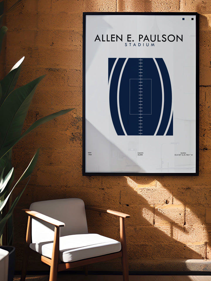 Elegant Paulson Stadium Framed Prints depicting Georgia Southern Eagles football action perfect for stunning living room decor