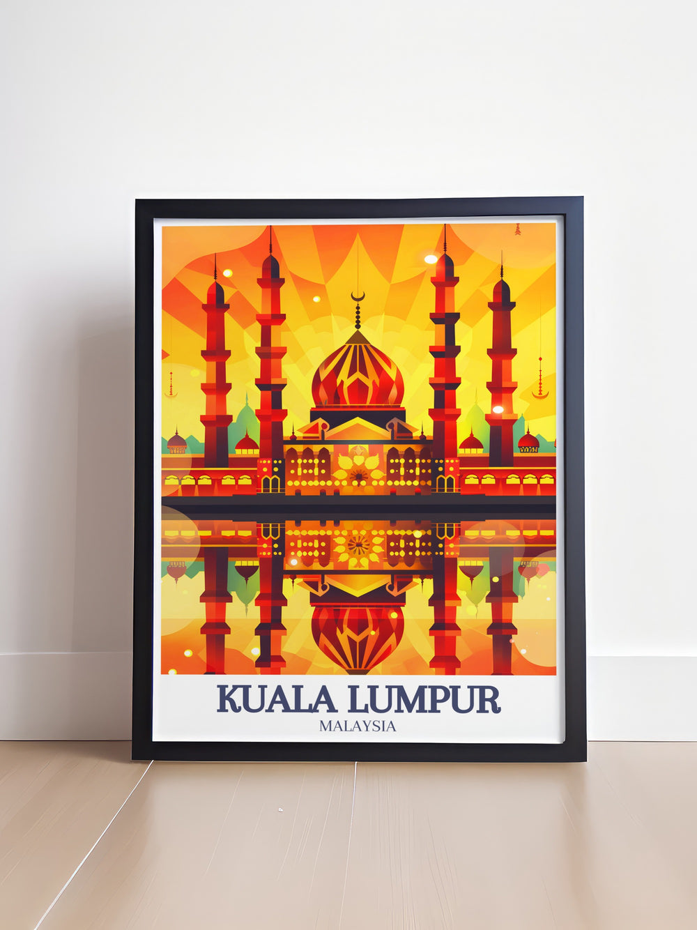 Malaysia wall art of Sultan Salahuddin Abdul Aziz Mosque in Shah Alam ideal for those who love Kuala Lumpur design. This poster of Malaysia adds a touch of cultural sophistication to your decor.