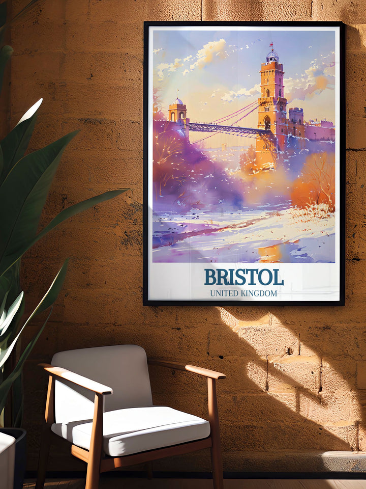 Nova Trail MTB art print from Ashton Court Bristol, featuring the Clifton suspension bridge River Avon. Perfect wall art for mountain biking enthusiasts and fans of Bristols iconic landmarks. Adds a dynamic and adventurous touch to your home decor.