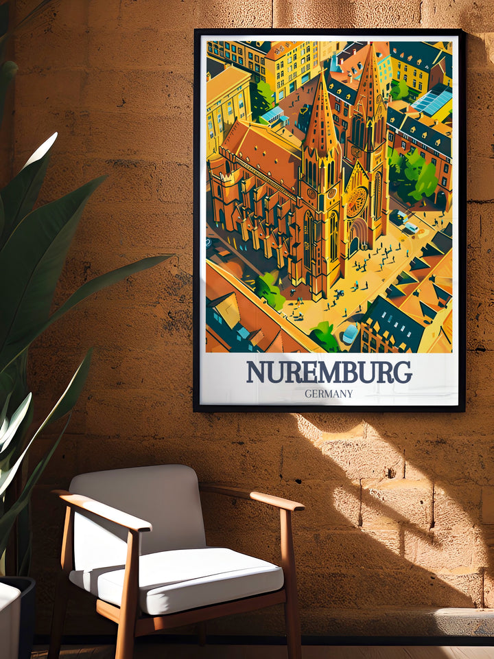 Elevate your home décor with this Nuremberg art print, featuring the majestic St. Lorenz Church and Old Town Nuremberg. This Germany travel print is the perfect addition for anyone who loves European landmarks or seeks a unique gift for a special occasion.