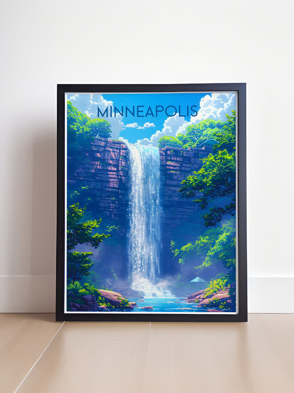 Bring the vibrant energy of Minneapolis into your home with this travel poster, capturing its stunning architectural marvels and urban charm, ideal for any city enthusiast.