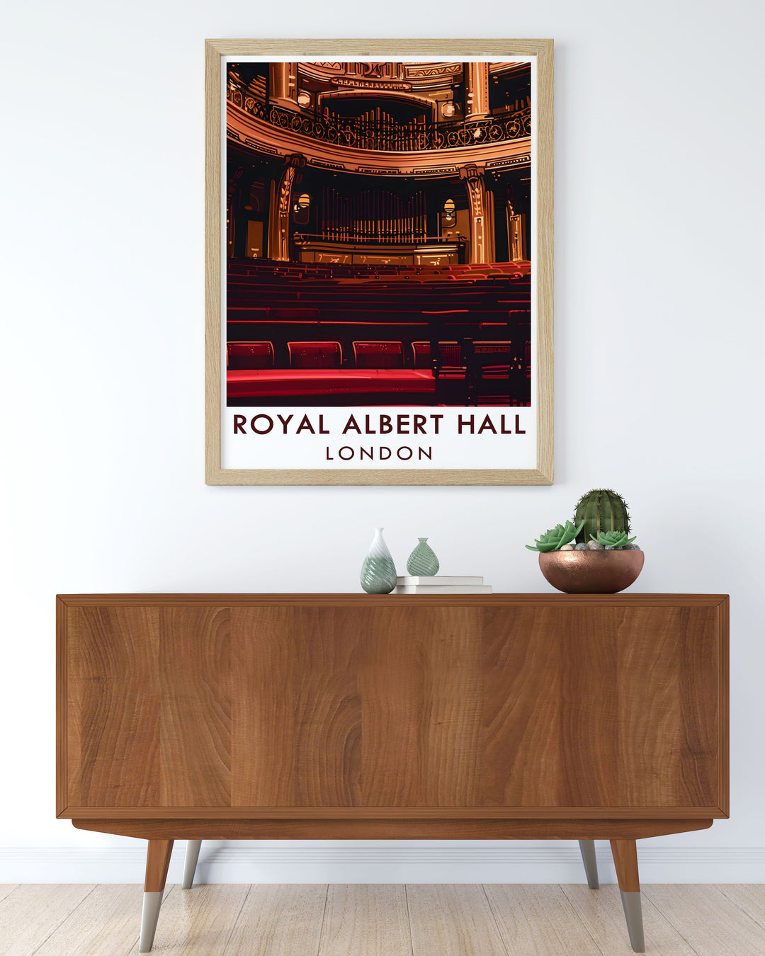 Modern art print of the Auditorium and Royal Albert Hall perfect wall decor for those who appreciate Londons rich cultural history and stunning architectural landmarks