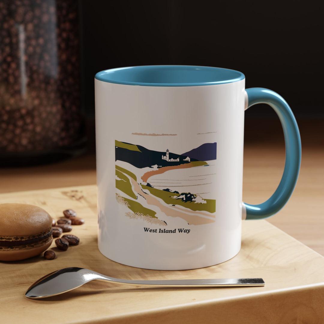 A beautifully designed West Island Way mug showcasing the scenic beauty of the trail. Perfect for tea or coffee, it makes a wonderful gift for nature lovers and hiking enthusiasts. Durable and dishwasher safe for everyday use.