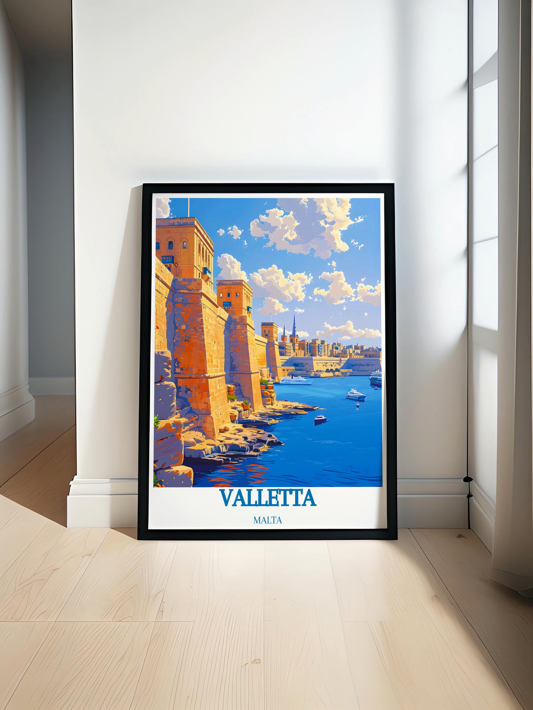 Grand Harbour in Valletta print beautifully showcases the iconic waterfront of Valetta making it an ideal Malta gift for any occasion perfect as a Malta vacation gift or Valetta travel gift this artwork captures the grandeur of Maltas historic harbor