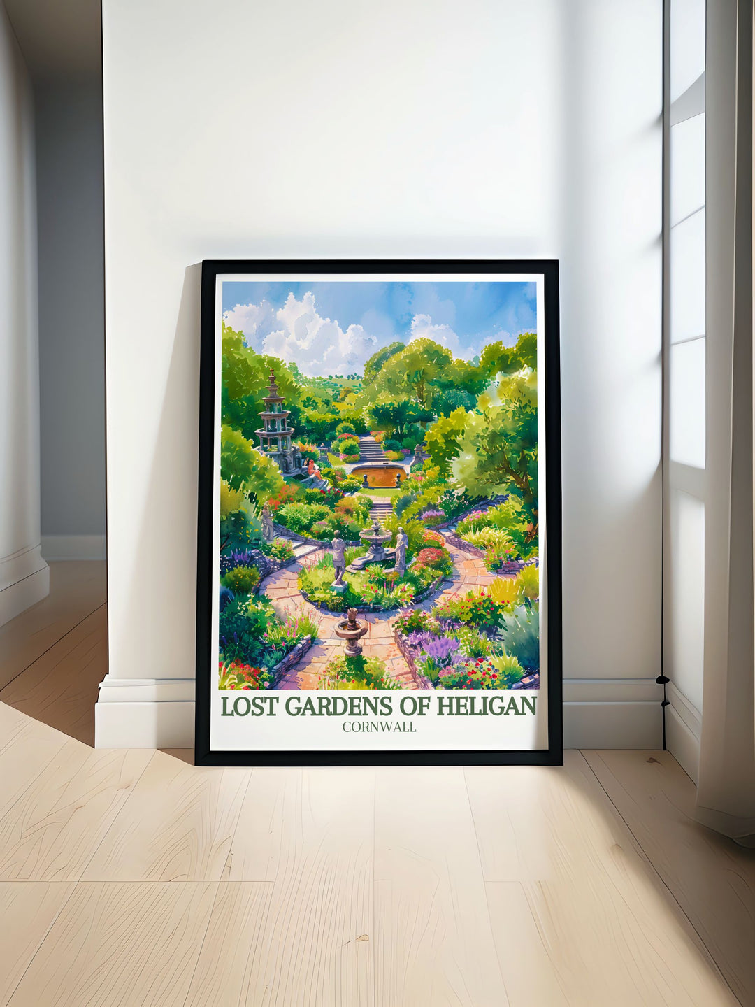 Stunning Cornwall Wall Art showcasing the vibrant landscapes and serene beauty of the Lost Gardens Heligan and Italian garden Productive gardens perfect for adding elegance and natural charm to your home decor