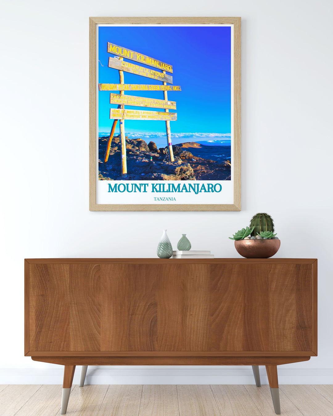 Uhuru Peak modern decor featuring high quality art of Tanzanias summit perfect for transforming your living room with a touch of adventure and elegance.