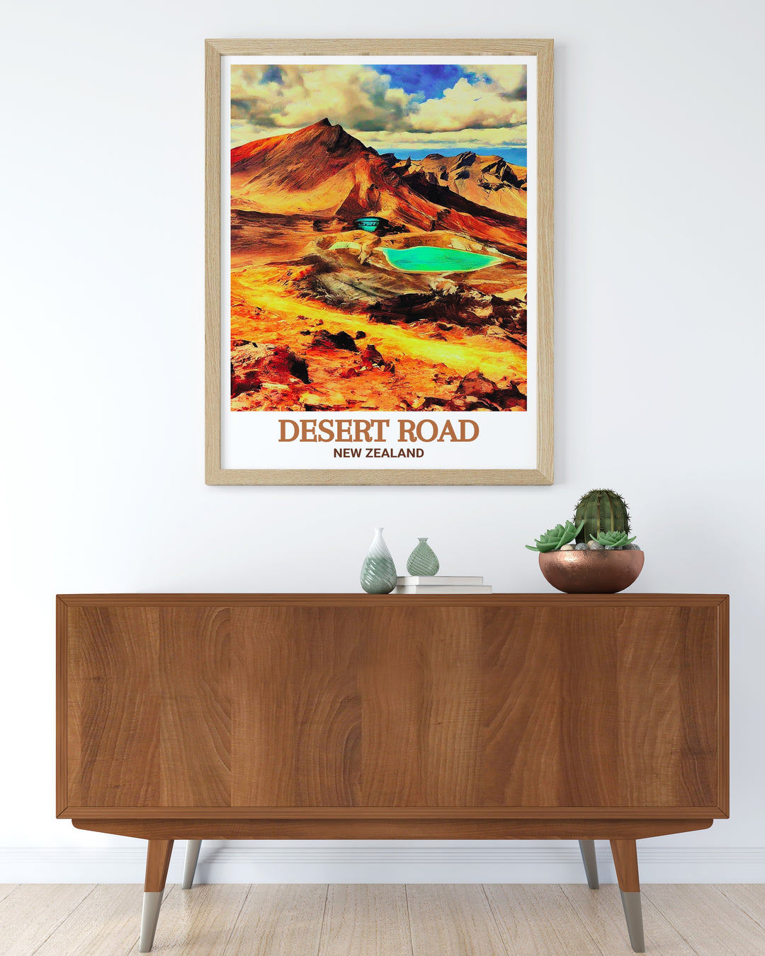 Desert Road Decor is a colorful and captivating piece that adds life to any room while Tongariro National Park Artwork brings a touch of natural elegance and serenity making them a perfect combination for art lovers seeking to enrich their living spaces.