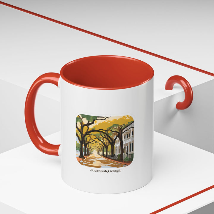 Celebrate the beauty of Savannah, Georgia with this beautifully crafted mug. Featuring detailed artwork of Savannah’s historic squares and buildings, it’s perfect for coffee or tea lovers who appreciate the city’s timeless charm.