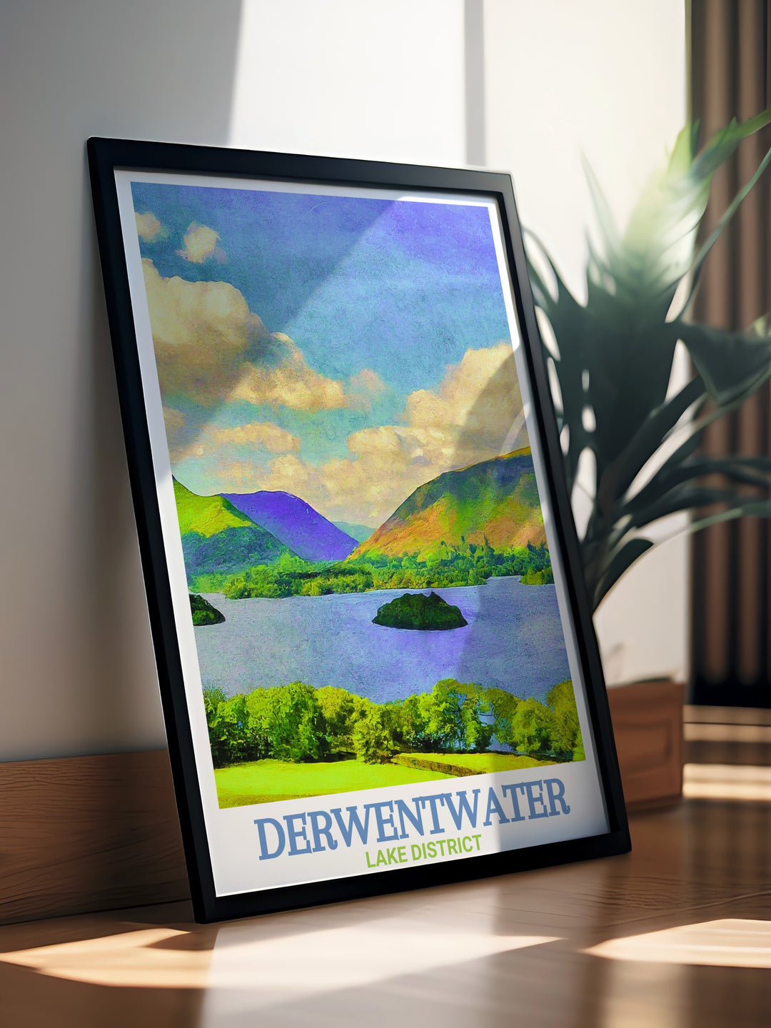 This Derwentwater Poster Print features the peaceful waters of Derwentwater in the Lake District. A beautiful addition to your home decor, this print brings a piece of Englands natural beauty into any space.